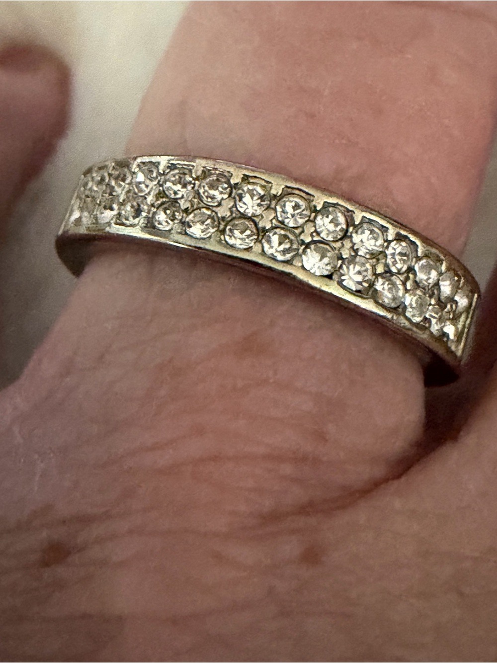 Crystal Pavé Silver-Tone Band Ring - Clear